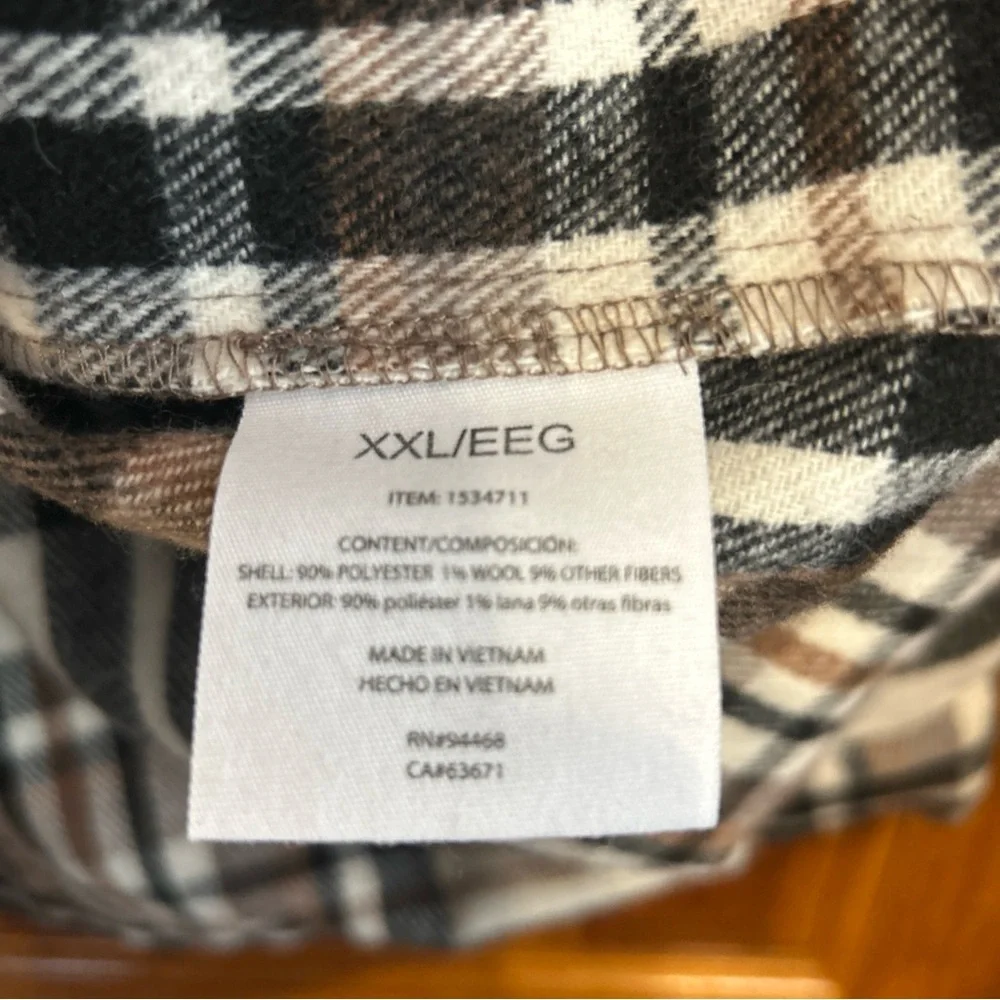 HFX Women’s Black/Brown/White Plaid Snap Front/4 Pockets/Polyester/Wool/? Sz 2X_6